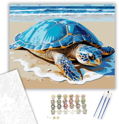  Apró Tengeri Teknős a Parton - számfestő készlet - 40×50 cm (Keretre feszítve)
