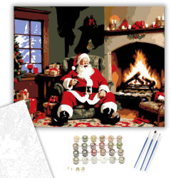  Tűz melletti Ünnepi Vidámság - számfestő készlet - 40×50 cm (Keretre feszítve)