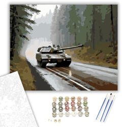 Számfestő Challenger 2 Tank Erdős Úton - számfestő készlet - 40×50 cm (Keretre feszítve) (crea7142-40X50-KF)