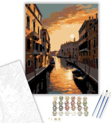 Számfestő Velencei Naplemente a Csatornán - számfestő készlet - 40×50 cm (Keretre feszítve) (crea5908-40X50-KF)