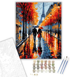  Párizsi Őszi Séta - számfestő készlet - 40×50 cm (Keretre feszítve)
