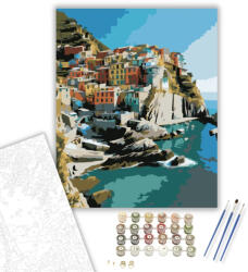  Cinque Terre Reggeli Fényben - számfestő készlet - 60×70 cm (Keretre feszítve)