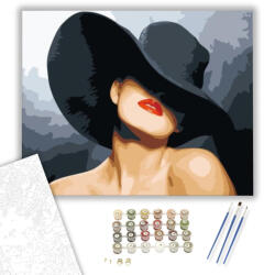  Fekete kalapban - számfestő készlet - 40×50 cm (Keretre feszítve)