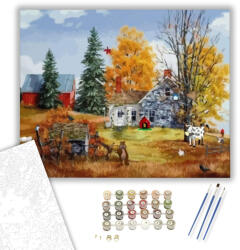 Számfestő Mesebeli farm - számfestő készlet - 40×50 cm (Keretre feszítve) (crea1188-40X50-KF)