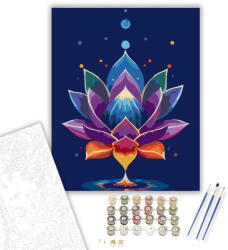  Színes Lótusz Csakra Szimbólumokkal - számfestő készlet - 40×50 cm (Keretre feszítve)