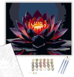  Fekete Lótusz Tüzes Közegben - számfestő készlet - 40×50 cm (Keretre feszítve)