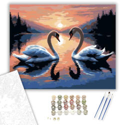 Számfestő Hattyúk Naplementében - számfestő készlet - 40×50 cm (Keretre feszítve) (crea5964-40X50-KF)