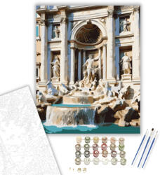  Római Trevi-kút - számfestő készlet - 40×50 cm (Keretre feszítve)