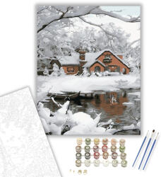  Havas otthon - számfestő készlet - 40×50 cm (Keretre feszítve)