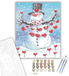 Számfestő Szív Hóember - számfestő készlet - 40×50 cm (Keretre feszítve) (6666-40X50-KF)