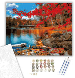  Tópart Ősszel - számfestő készlet - 40×50 cm (Keretre feszítve)