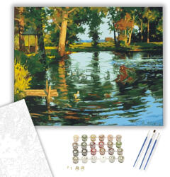 Számfestő Kacsák a Tónál - számfestő készlet - 50×60 cm (Keretre feszítve) (jy194-50X60-KF)