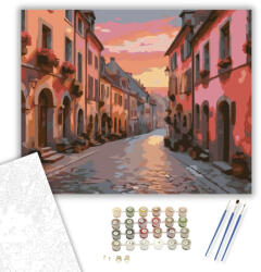  Naplemente a Történelmi Városban - számfestő készlet - 40×50 cm (Keretre feszítve)