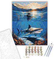 Számfestő Fiatal Cápa Napfelkeltekor - számfestő készlet - 40×50 cm (Keretre feszítve) (crea6172-40X50-KF)