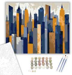  Absztrakt Városi Sziluett - számfestő készlet - 40×50 cm (Keretre feszítve)
