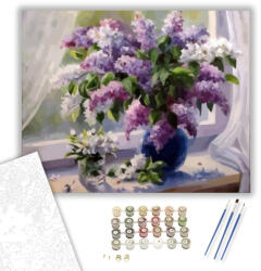 Számfestő Orgona az ablakban - számfestő készlet - 40×50 cm (Keretre feszítve) (crea1414-40X50-KF)