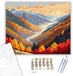  Őszi Hegyi Völgy - számfestő készlet - 40×50 cm (Keretre feszítve)