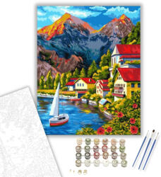  Alpesi táj - számfestő készlet - 60×70 cm (Keret nélkül)