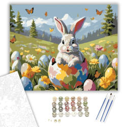 Számfestő Nyuszi Színes Tojásban - számfestő készlet - 40×50 cm (Keretre feszítve) (crea6422-40X50-KF)