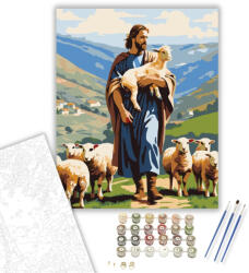 Számfestő Jó Pásztor a Báránnyal - számfestő készlet - 40×50 cm (Keretre feszítve) (crea6457-40X50-KF)
