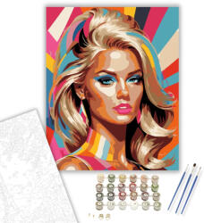 Számfestő Színes Pop Art Portré - számfestő készlet - 60×70 cm (Keretre feszítve) (crea7269-60X70-KF)