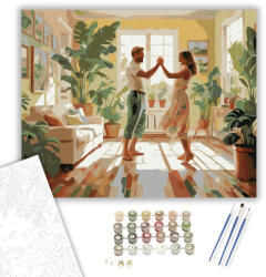 Számfestő Táncoló Szerelmesek a Nappaliban - számfestő készlet - 40×50 cm (Keretre feszítve) (crea6228-40X50-KF)