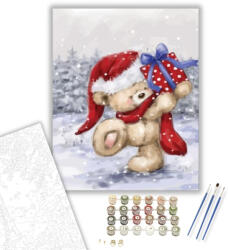  Téli ajándék - számfestő készlet - 40×50 cm (Keretre feszítve)
