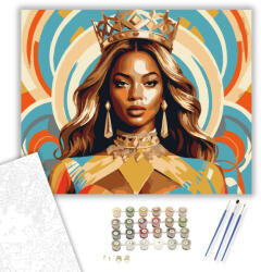  Királynői Énekesnő Portré - számfestő készlet - 40×50 cm (Keretre feszítve)