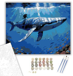  Bálna a Búvárral a Mélységben - számfestő készlet - 40×50 cm (Keretre feszítve)