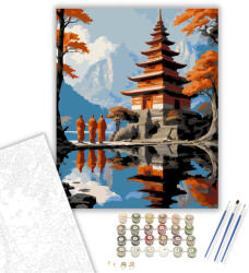  Ősi Templom a Tóparton - számfestő készlet - 40×50 cm (Keretre feszítve)