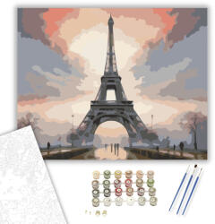  Eiffel-torony Ködfátyolban - számfestő készlet - 60×70 cm (Keret nélkül)