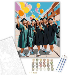Számfestő Ballagó Fiatalok Színes Lufikkal - számfestő készlet - 40×50 cm (Keretre feszítve) (crea6351-40X50-KF)