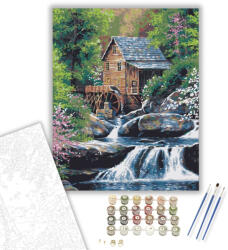 Számfestő Vízimalom-ház - számfestő készlet - 40×50 cm (Keretre feszítve) (6794-40X50-KF)