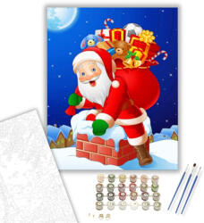 Számfestő Mikulás a kéményen- számfestő készlet - 40×50 cm (Keretre feszítve) (santaclaus126-40X50-KF)