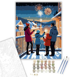 Számfestő Szilveszteri Családi Ünneplés - számfestő készlet - 40×50 cm (Keretre feszítve) (crea6345-40X50-KF)