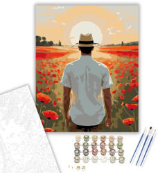 Számfestő Naplemente Pipacsmező - számfestő készlet - 40×50 cm (Keretre feszítve) (crea5752-40X50-KF)