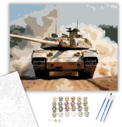  Leopard 2A6 Tank Akcióban - számfestő készlet - 40×50 cm (Keretre feszítve)