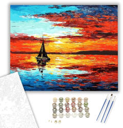  Vitorlás a Napnyugtában - számfestő készlet - 40×50 cm (Keretre feszítve)