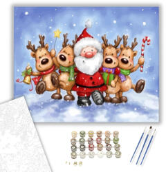 Számfestő Mikulás tánc szarvasokkal - számfestő készlet - 40×50 cm (Keretre feszítve) (crea238-40X50-KF)
