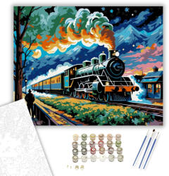  Éjszakai Vonat Lendülete - számfestő készlet - 40×50 cm (Keretre feszítve)