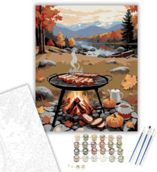 Számfestő Bacon Sütése Őszi Tájban - számfestő készlet - 40×50 cm (Keretre feszítve) (crea6258-40X50-KF)