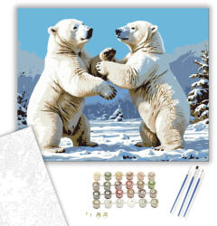  Jegesmedvék Tánca - számfestő készlet - 40×50 cm (Keretre feszítve)