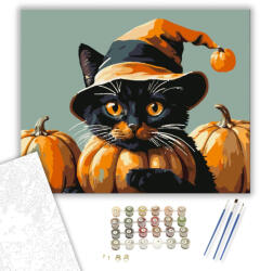  Halloweeni Varázslat - számfestő készlet - 40×50 cm (Keretre feszítve)
