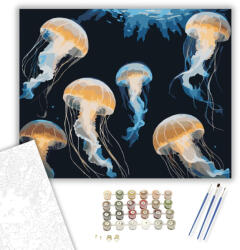  Táncoló Medúzák a Mélyben - számfestő készlet - 40×50 cm (Keretre feszítve)
