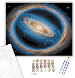  Gyűrűs Galaxis Fénylő Maggal - számfestő készlet - 40×50 cm (Keretre feszítve)