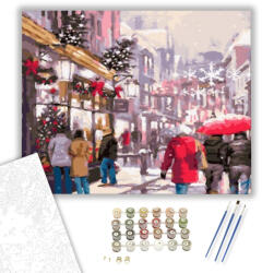  Karácsonyi vásár - számfestő készlet - 40×50 cm (Keretre feszítve)