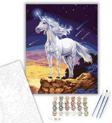  Hófehér Unikornis - számfestő készlet - 40×50 cm (Keretre feszítve)