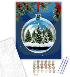  Téli Csillámló Erdő - számfestő készlet - 40×50 cm (Keretre feszítve)