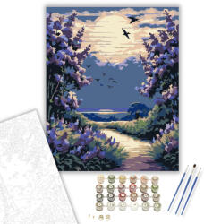  Alkonyati Lila Orgonabokrok - számfestő készlet - 40×50 cm (Keretre feszítve)