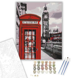 Számfestő Telefonfülke - számfestő készlet - 40×50 cm (Keretre feszítve) (ujszam087-40X50-KF)